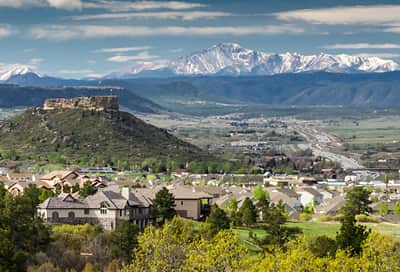 Homes in front of Castle Rock.